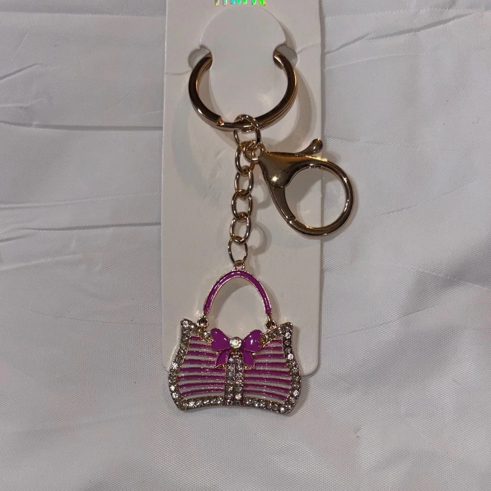 Pink and Gold Handbag Keychain/Bag Charm